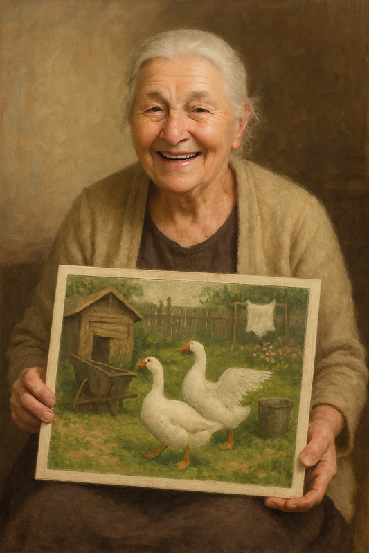Tablou Canvas Premium, ArtWork A1989, Gâștele din Bătătură, Rustic, Tradițional, Living, Bucătărie, Culori Calde