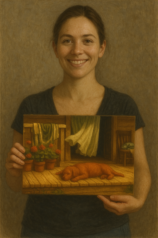 Tablou Canvas Premium, ArtWork A1991, Pisicile de pe Acoperiș, Boem, Urban, Living, Dormitor, Nuanțe Calde